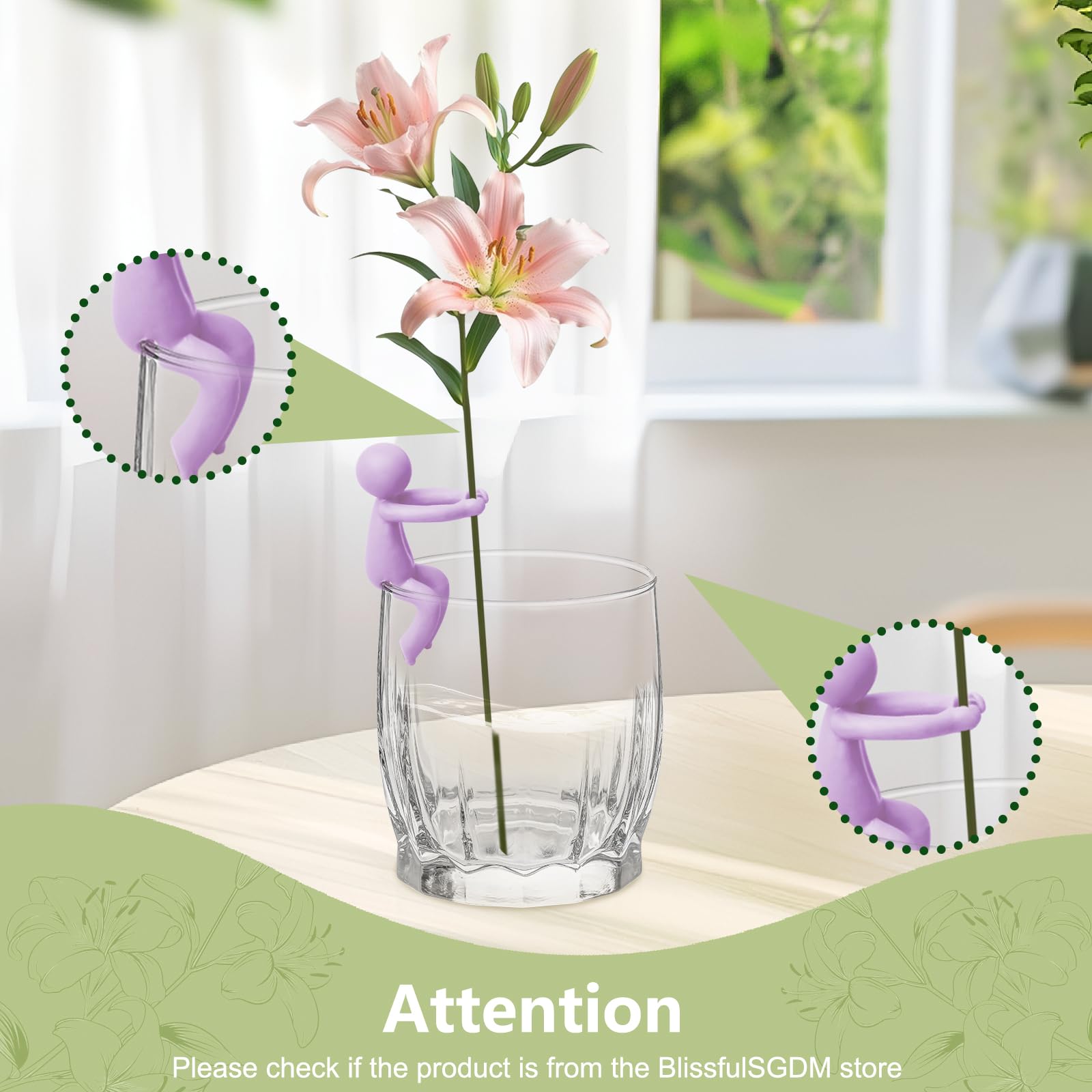 Six-piece BlissfulTime set brightens shelves while supporting cuttings.