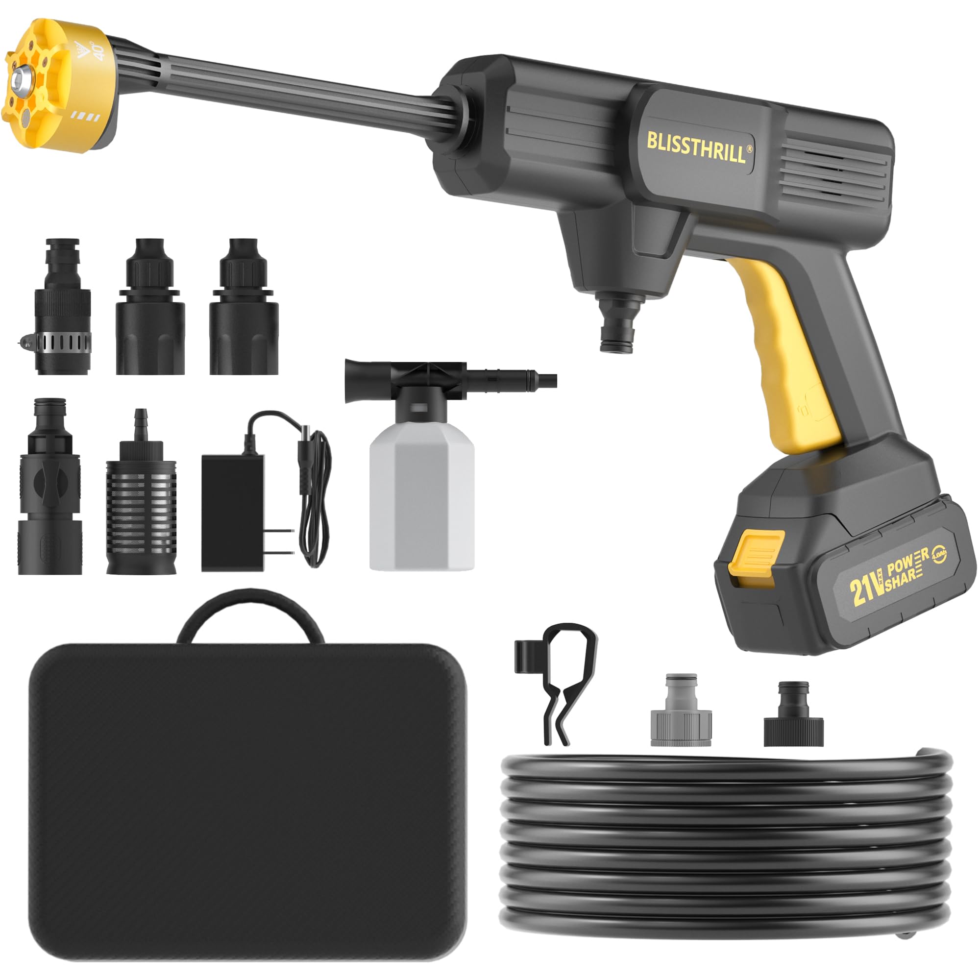 Blissthrill cordless pressure washer setup ready for quick assembly and use