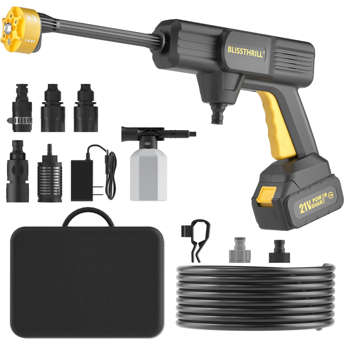 Blissthrill cordless pressure washer setup ready for quick assembly and use