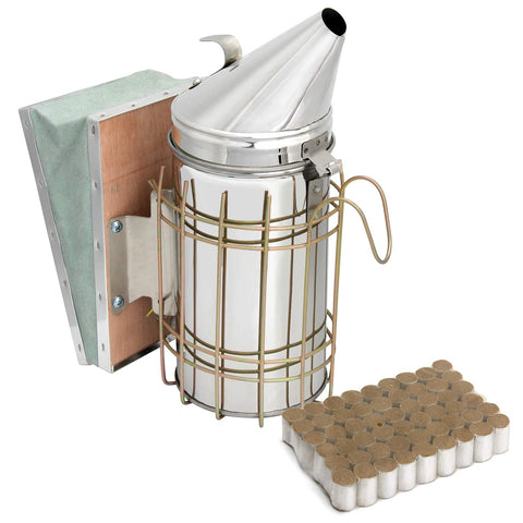 Blisstime Bee Smoker with stainless steel and heat shield for safer hive inspections