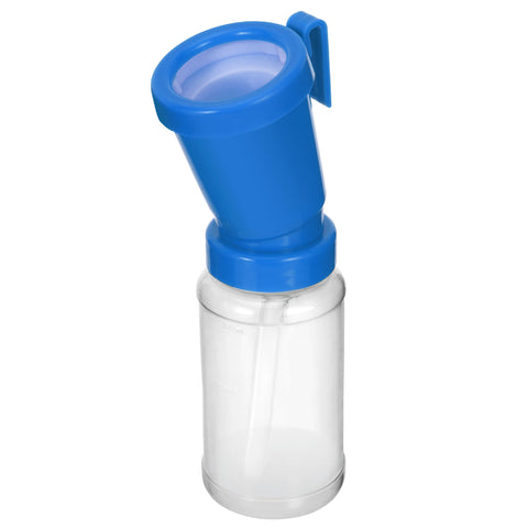 Blisstime teat dip cup blue front view with belt clip for milking prep