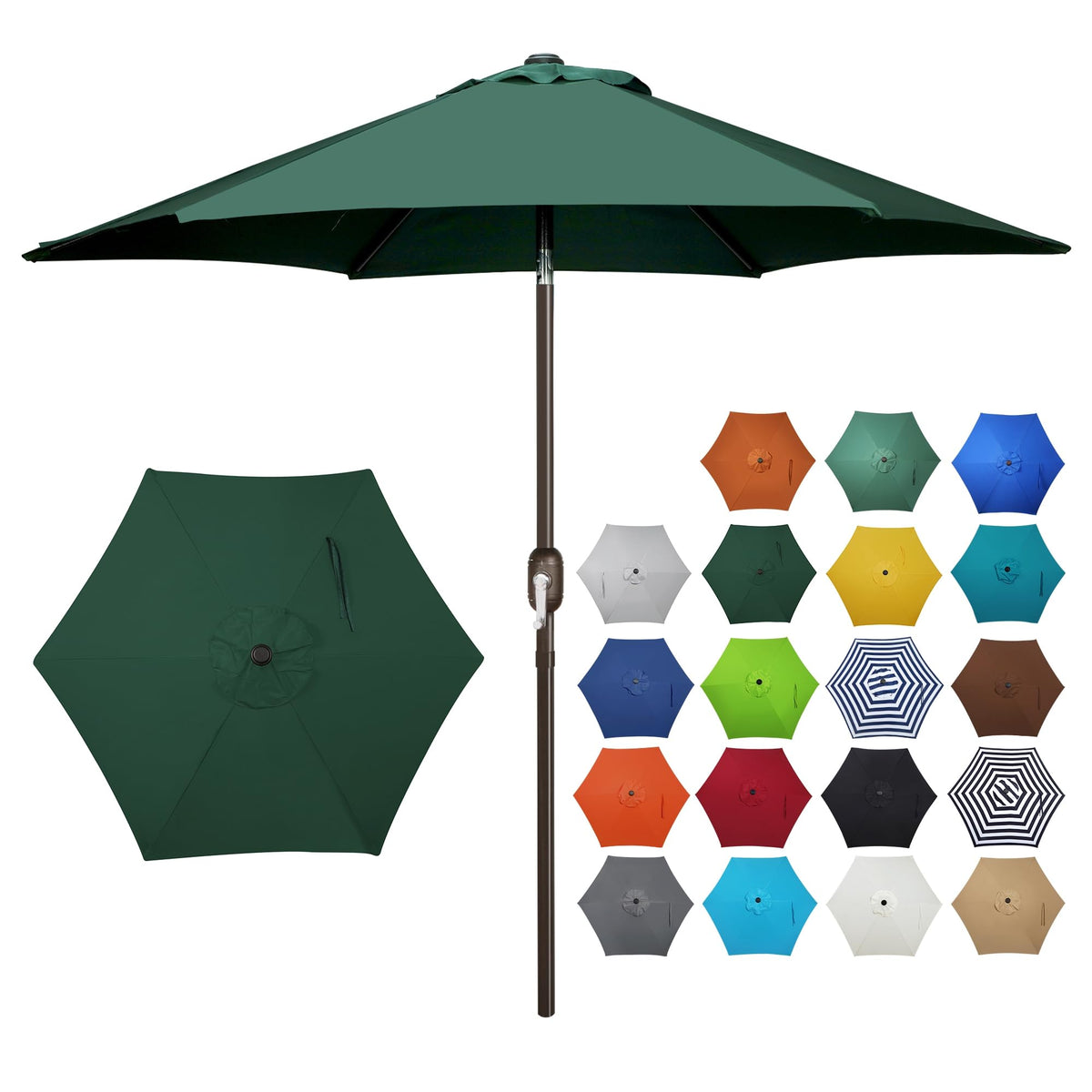 Blissun 7.5 ft patio umbrella opened over a table providing broad shade.