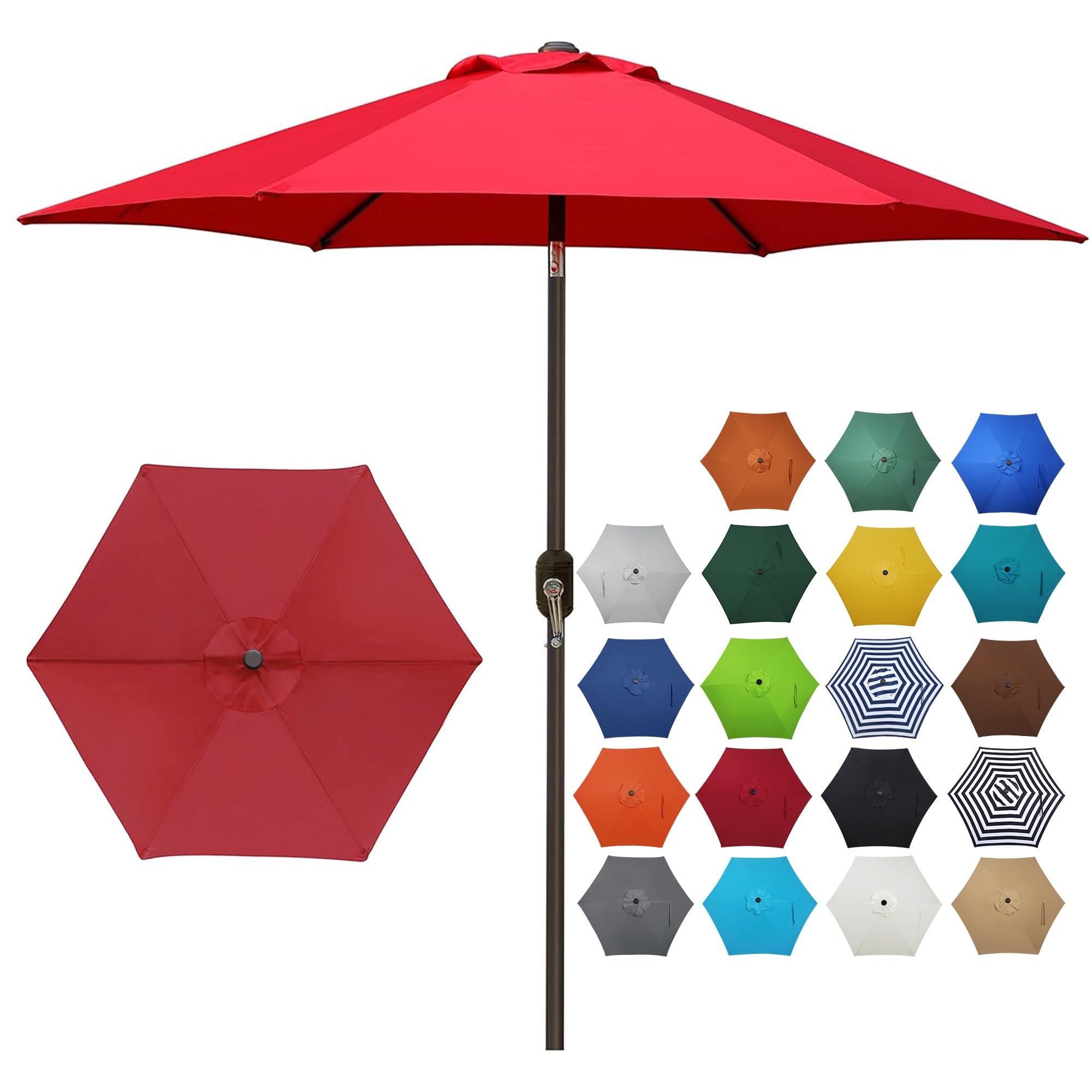 Blissun 7.5 ft patio umbrella in red with crank and tilt for easy shade.