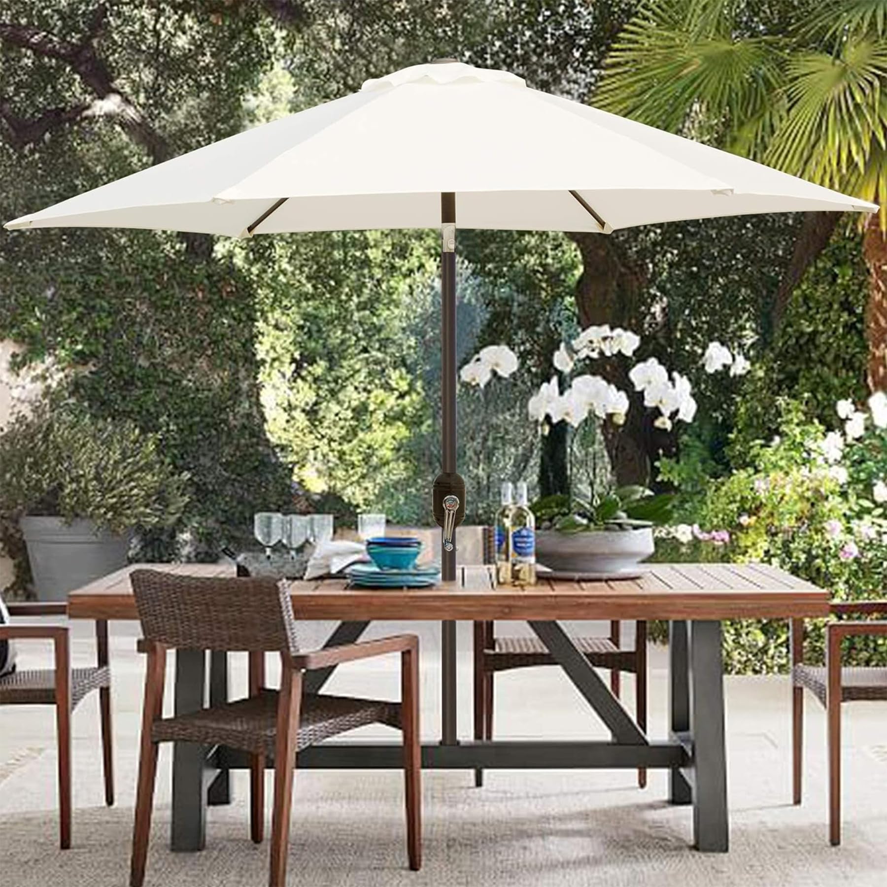Blissun modern outdoor umbrella styling suits cafes, patios, and yards.