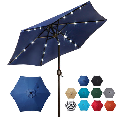 Blissun 7.5 ft solar umbrella top view provides generous shade