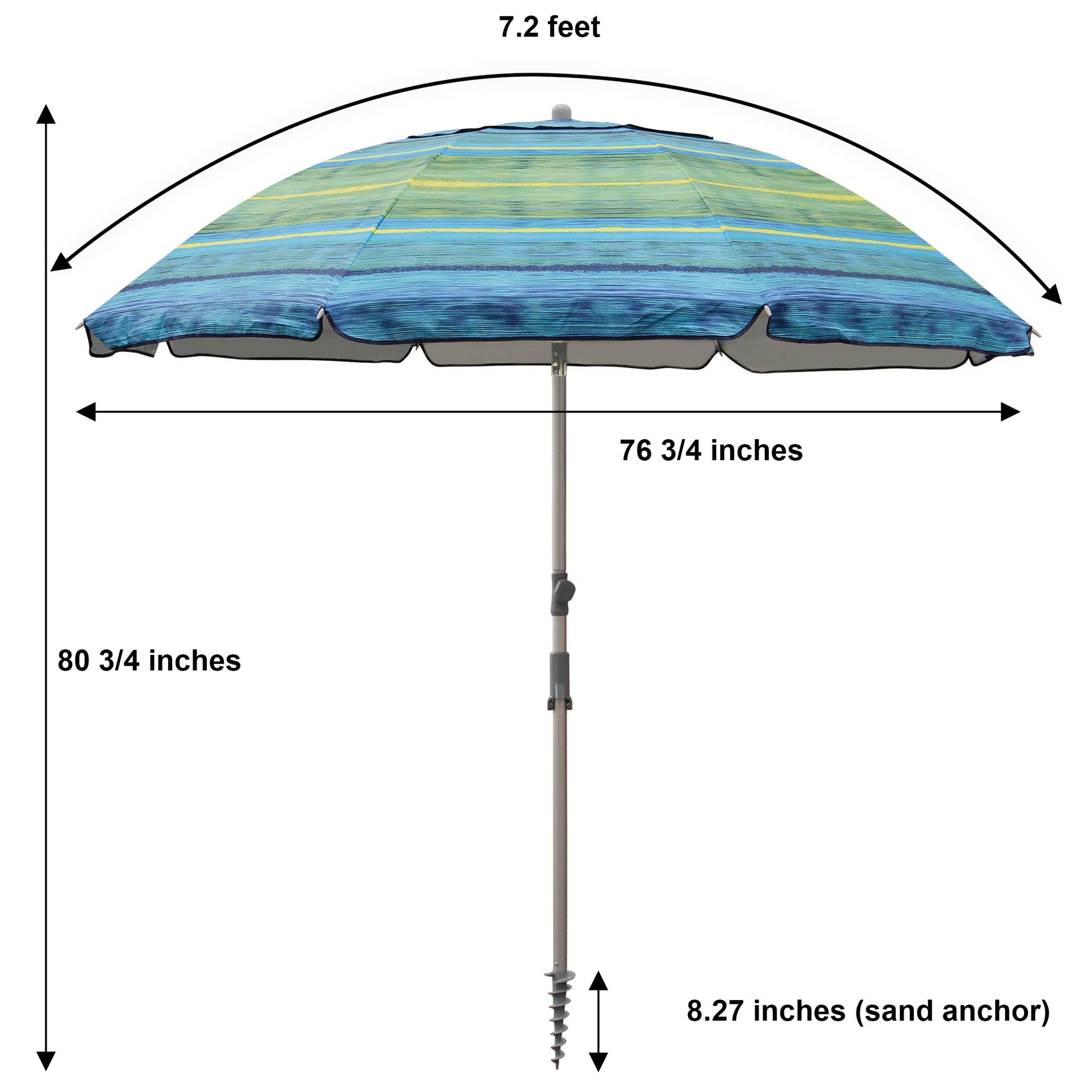 Blissun 72-inch beach umbrella tilt-pole adjusts to sun