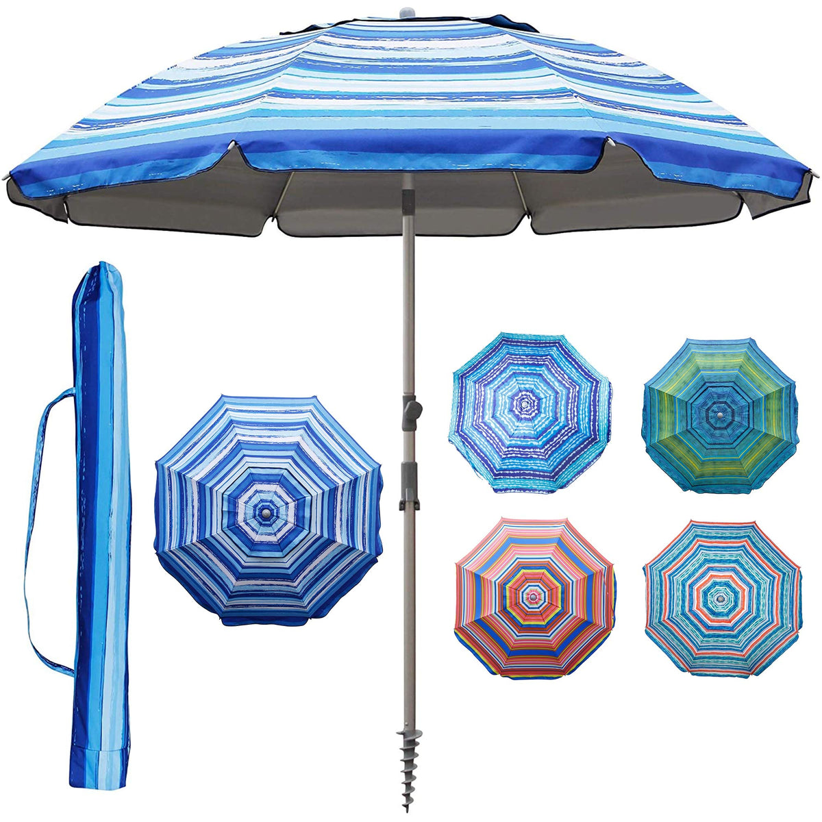 Blissun 72-portable beach umbrella with sand anchor for stable shade on windy days.