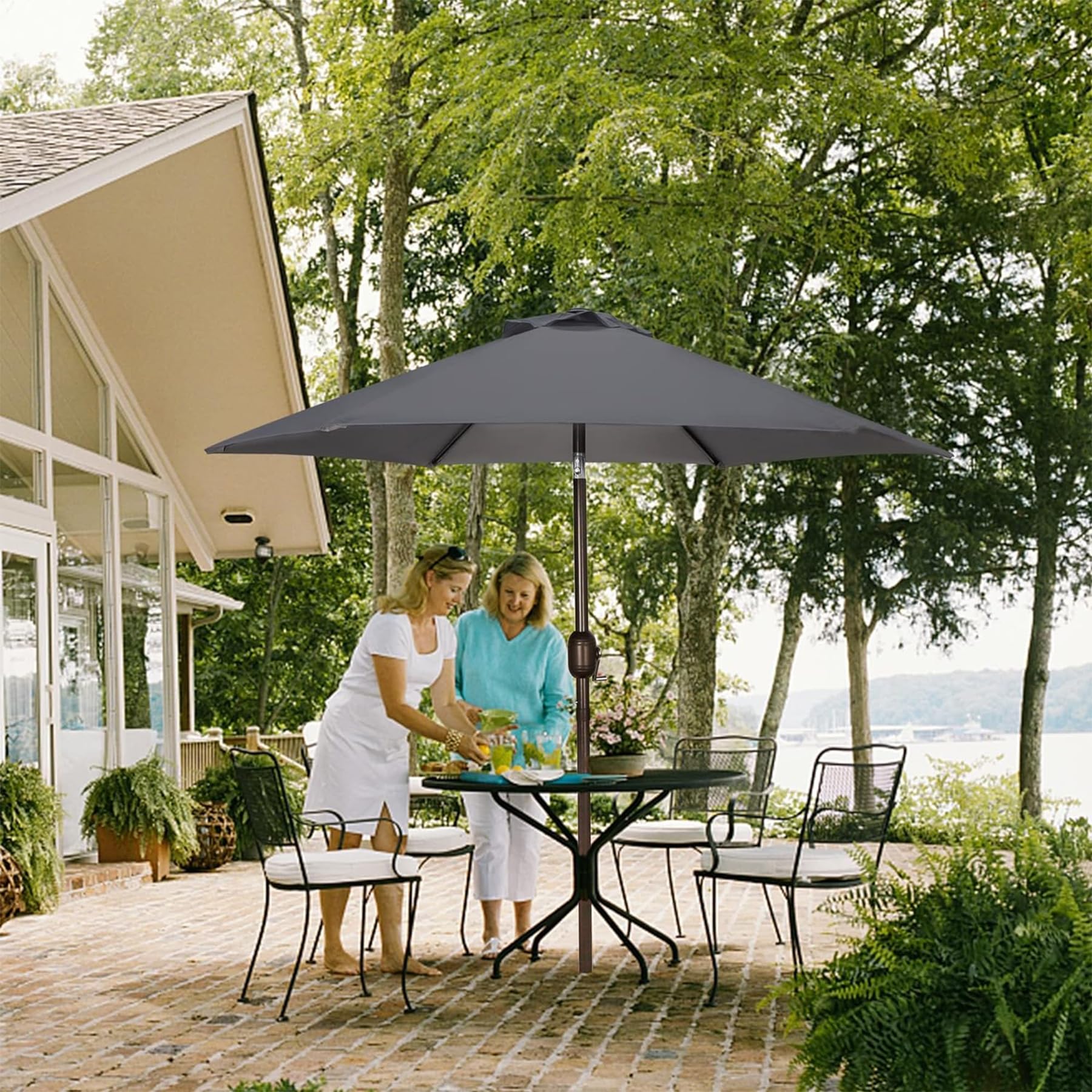 Blissun patio umbrella frame in aluminum and iron promises lasting outdoor use.