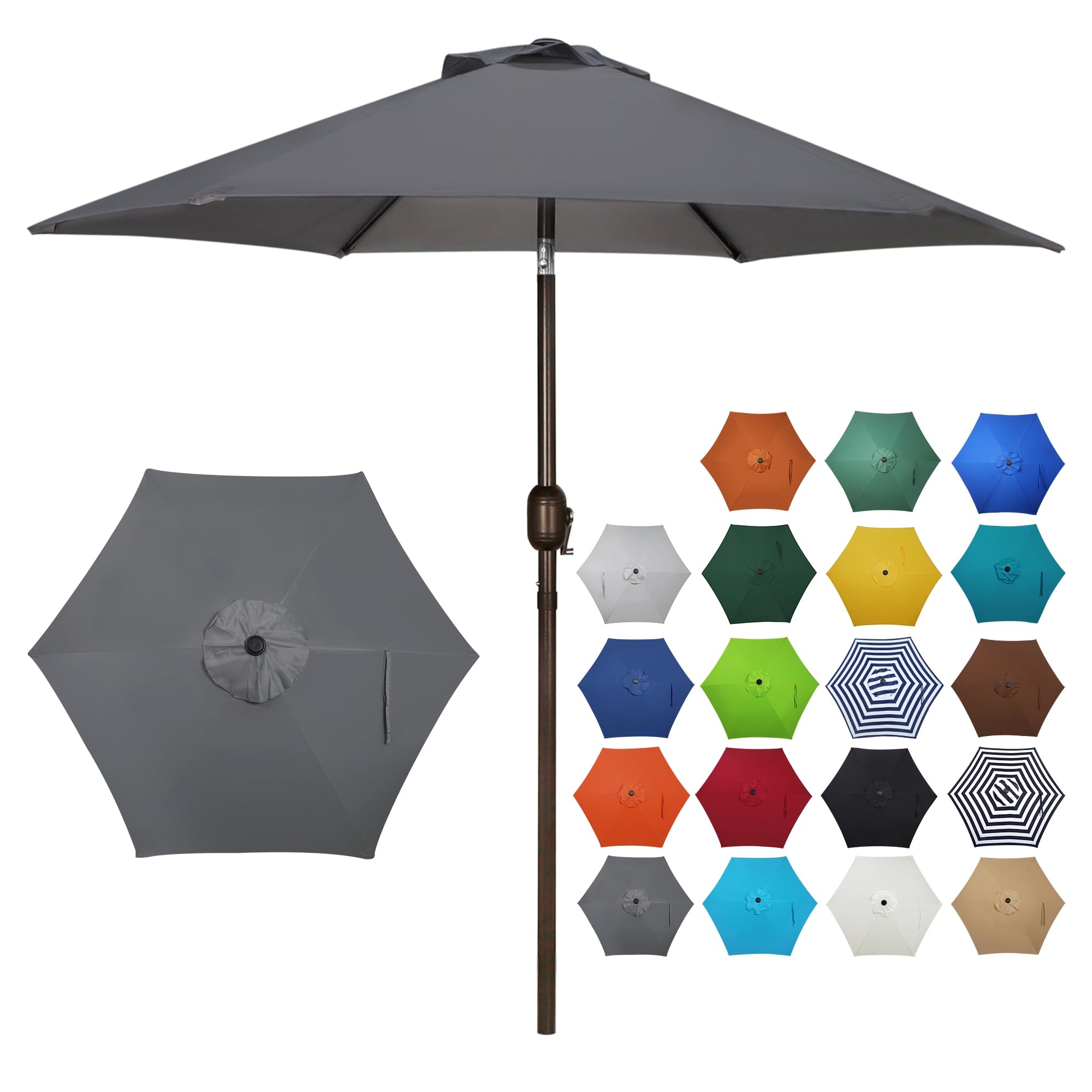 Blissun 7.5 ft patio umbrella top view shows durable canopy.