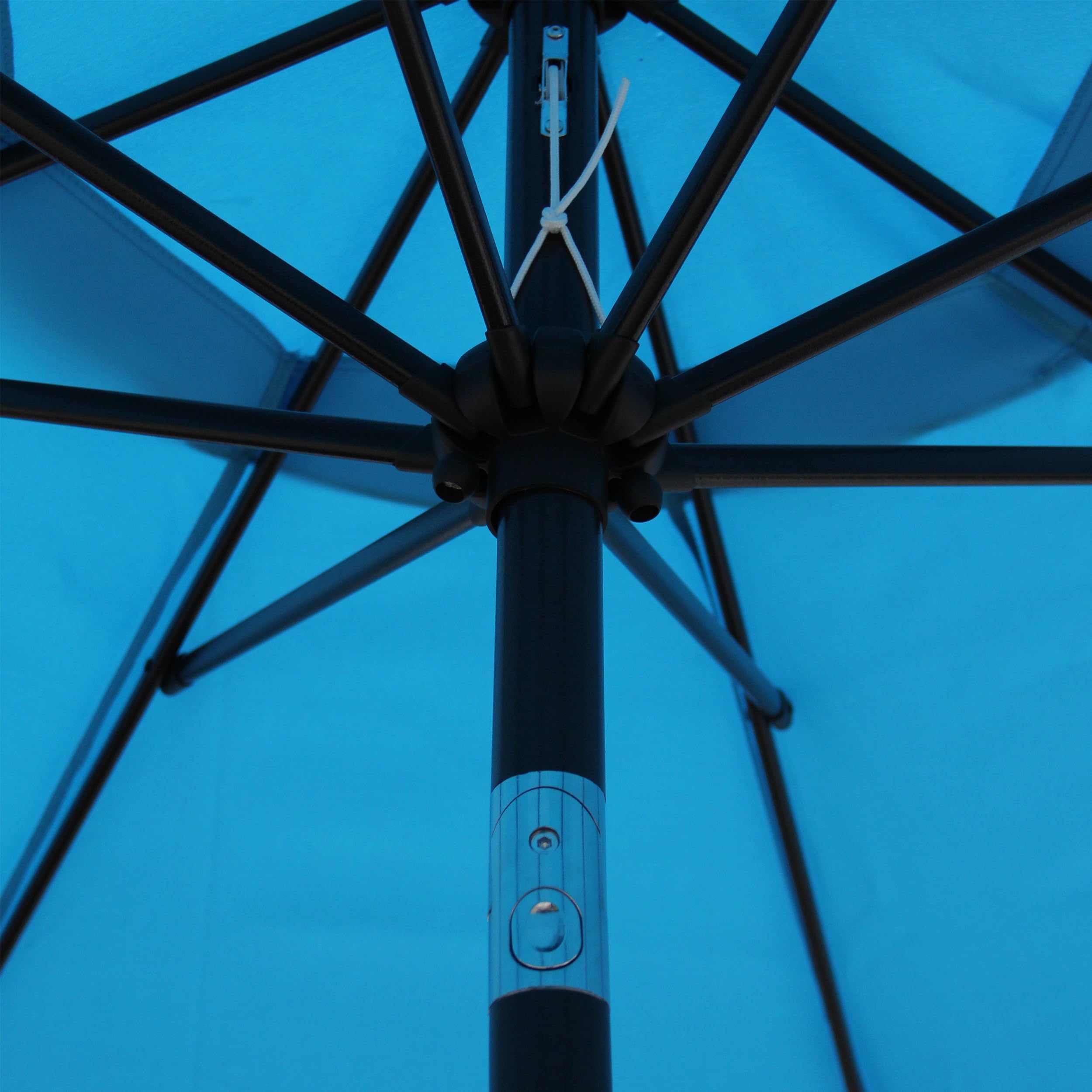 Blissun 9ft umbrella eight-rib frame provides robust support for steadier outdoor shade