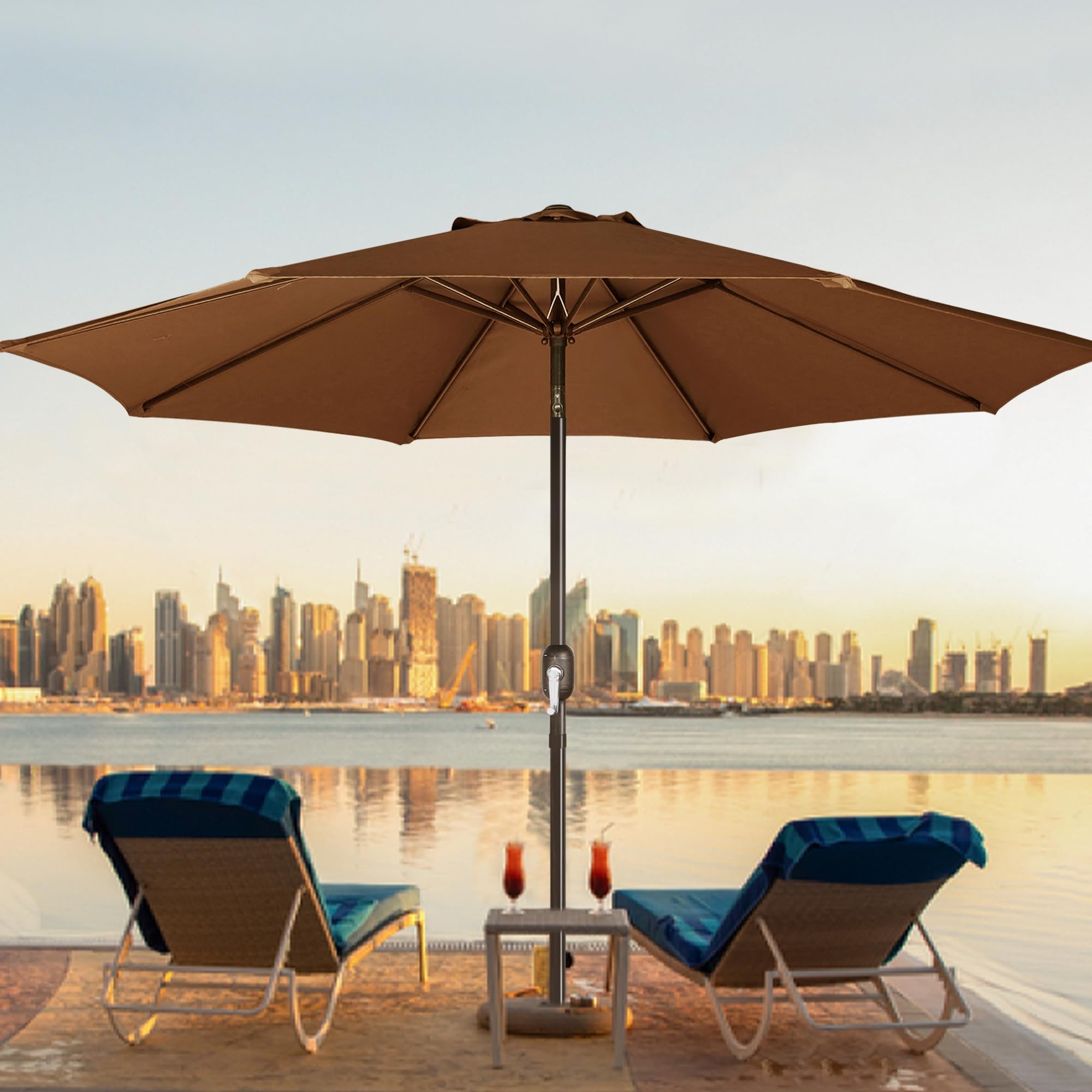 Blissun brown 9ft outdoor umbrella creates comfortable outdoor shade