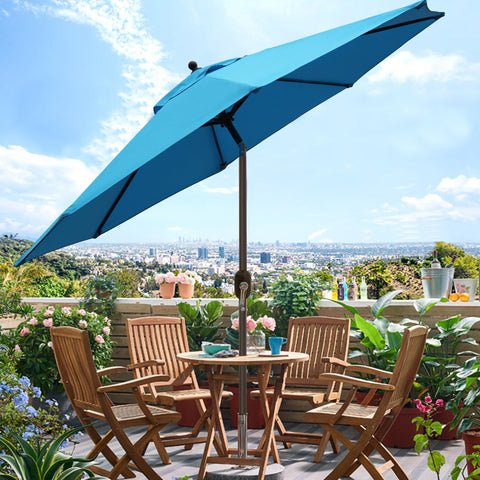 Blissun 9ft umbrella pole and frame details emphasize durable powder-coated construction