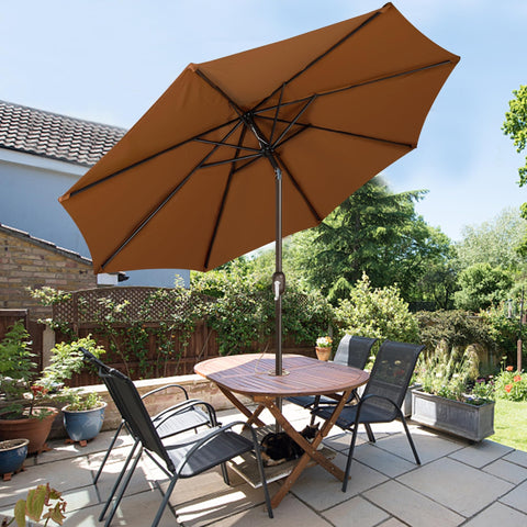Blissun 9ft umbrella yard setup suited for patios, gardens, and cafes