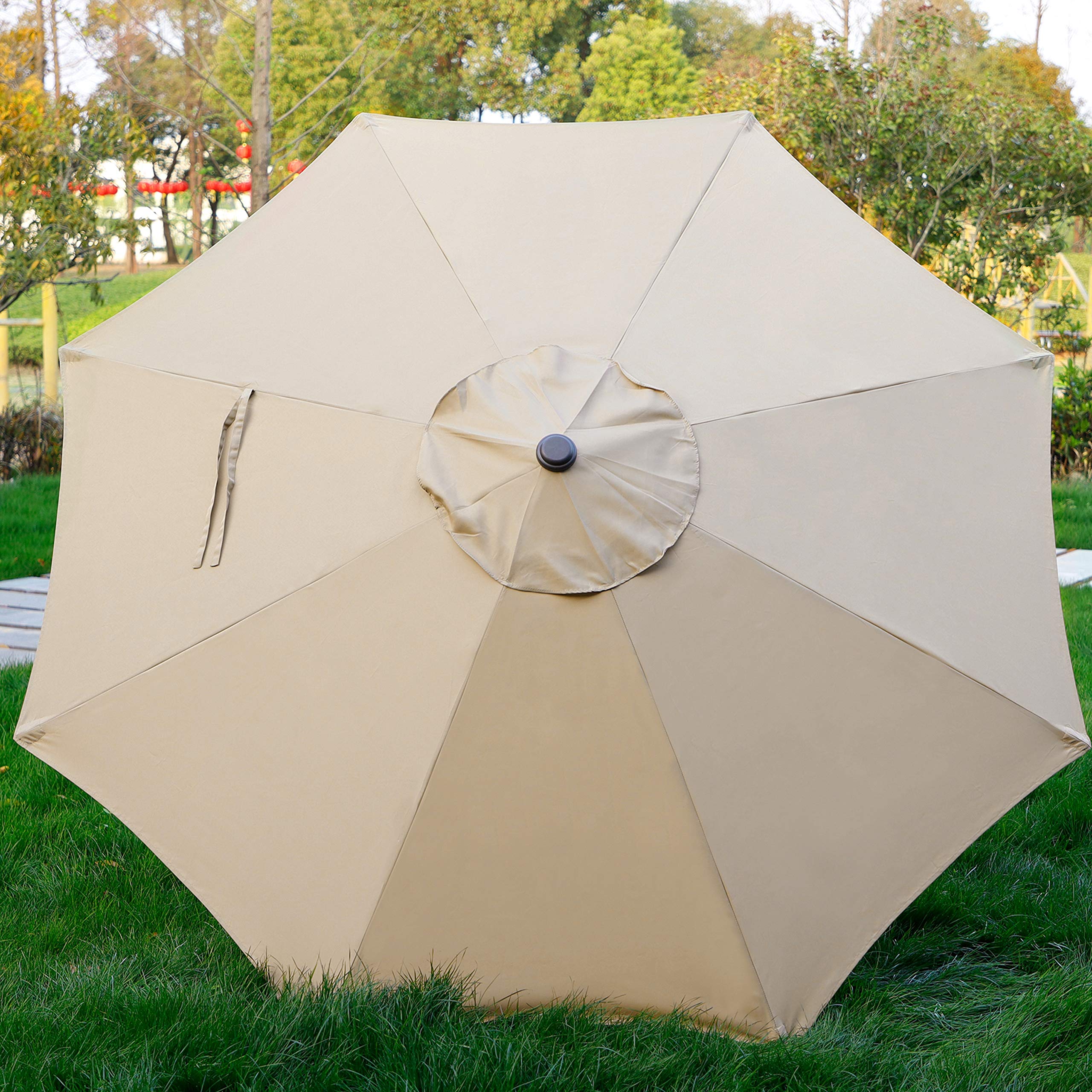 Blissun 9ft umbrella providing wide shade over a table