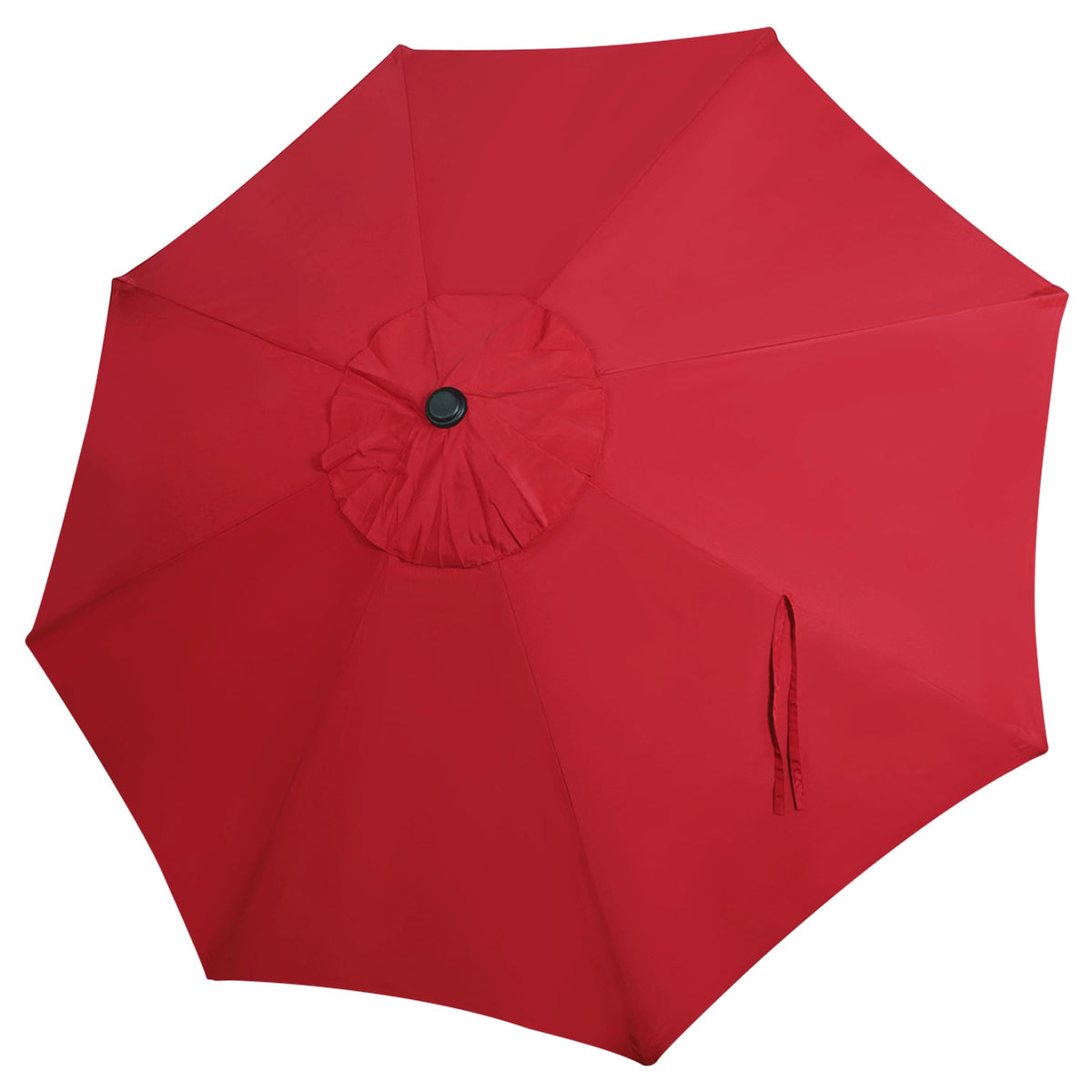 Blissun 9ft patio umbrella canopy in red, full view, adds quick refreshment to outdoor shading.