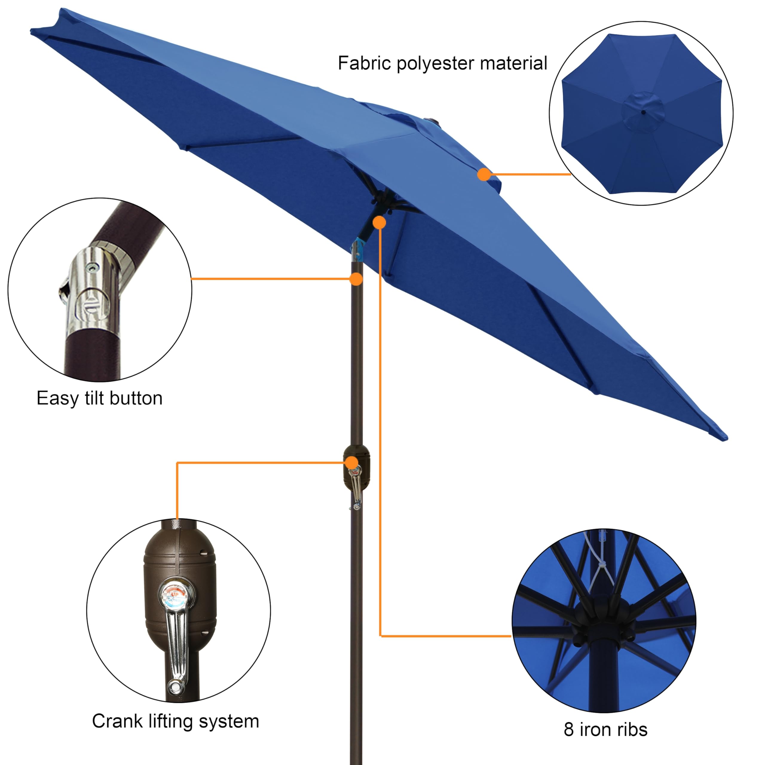 Blissun 9' umbrella crank mechanism in action for easy setup.