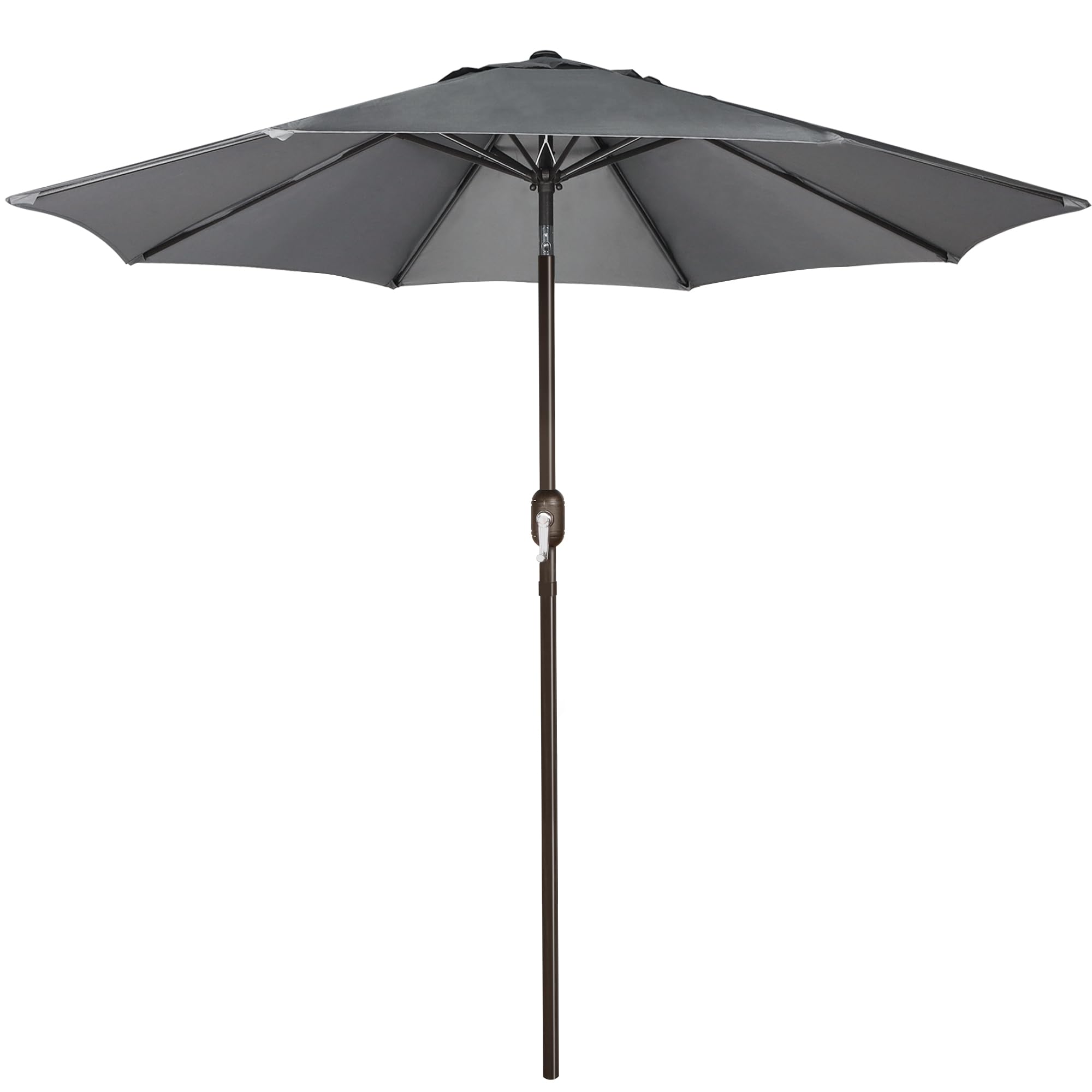 Blissun 9 ft patio umbrella opens with a crank for quick shade over a dining table