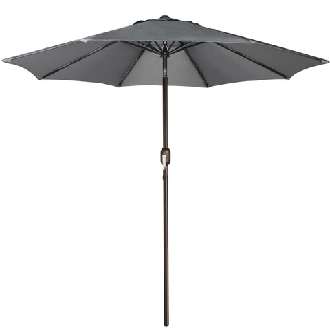 Blissun 9 ft patio umbrella opens with a crank for quick shade over a dining table