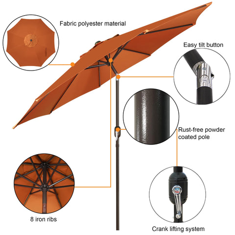 Blissun 9ft patio umbrella crank and tilt mechanism for easy shade adjustments.