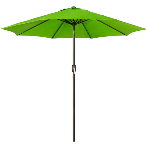 Blissun 9ft patio umbrella with lime fabric provides sun shade and rain resistance.