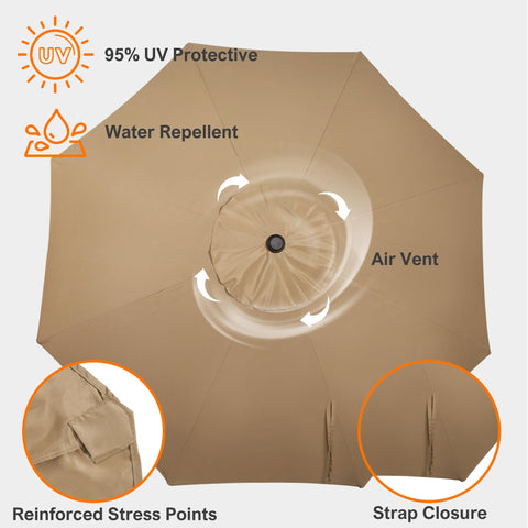 Blissun tan canopy fabric weave detail emphasizes quality material.