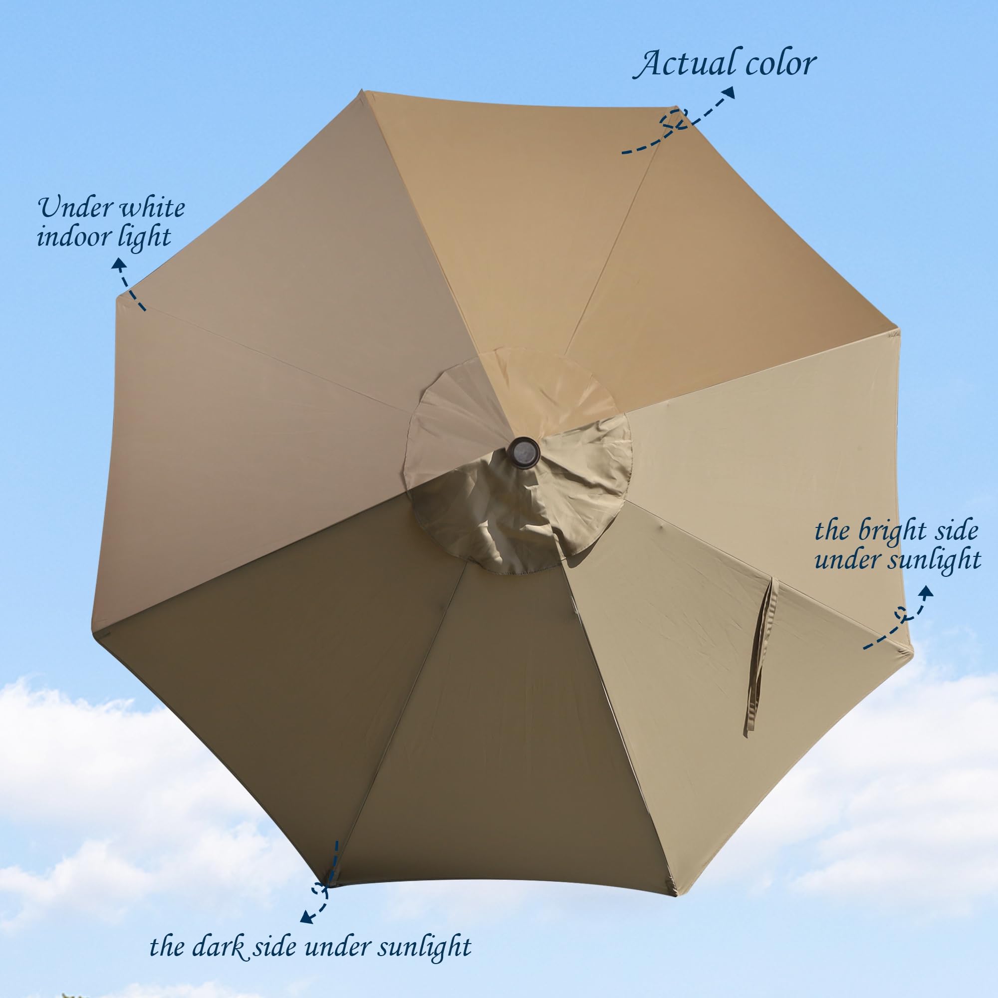 Blissun 9ft canopy vent open demonstrates airflow for cooler shade.