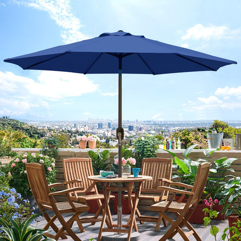 Blissun 9' umbrella frame detail highlighting durable materials and 8 ribs.