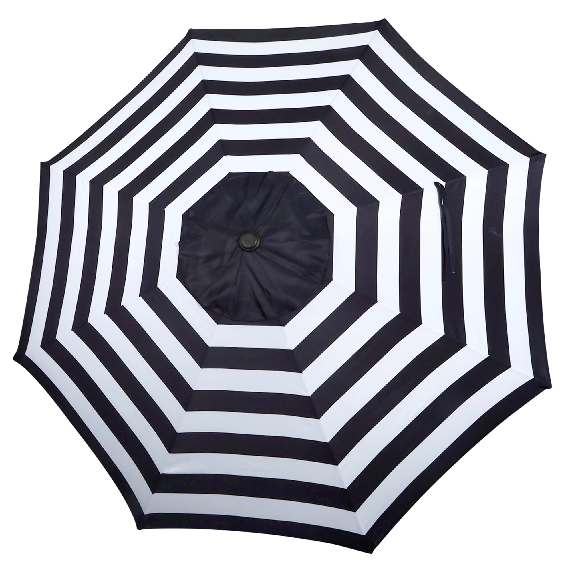 Blissun 9ft umbrella canopy, black and white stripe, for 8-rib frames.