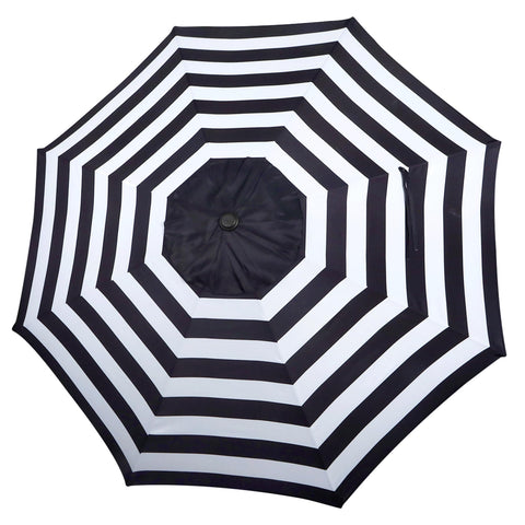 Blissun 9ft umbrella canopy, black and white stripe, for 8-rib frames.