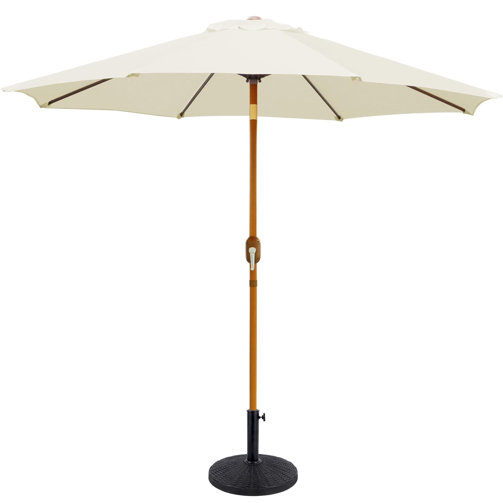Blissun base with adjustable piston securely fits umbrellas of varying thickness.
