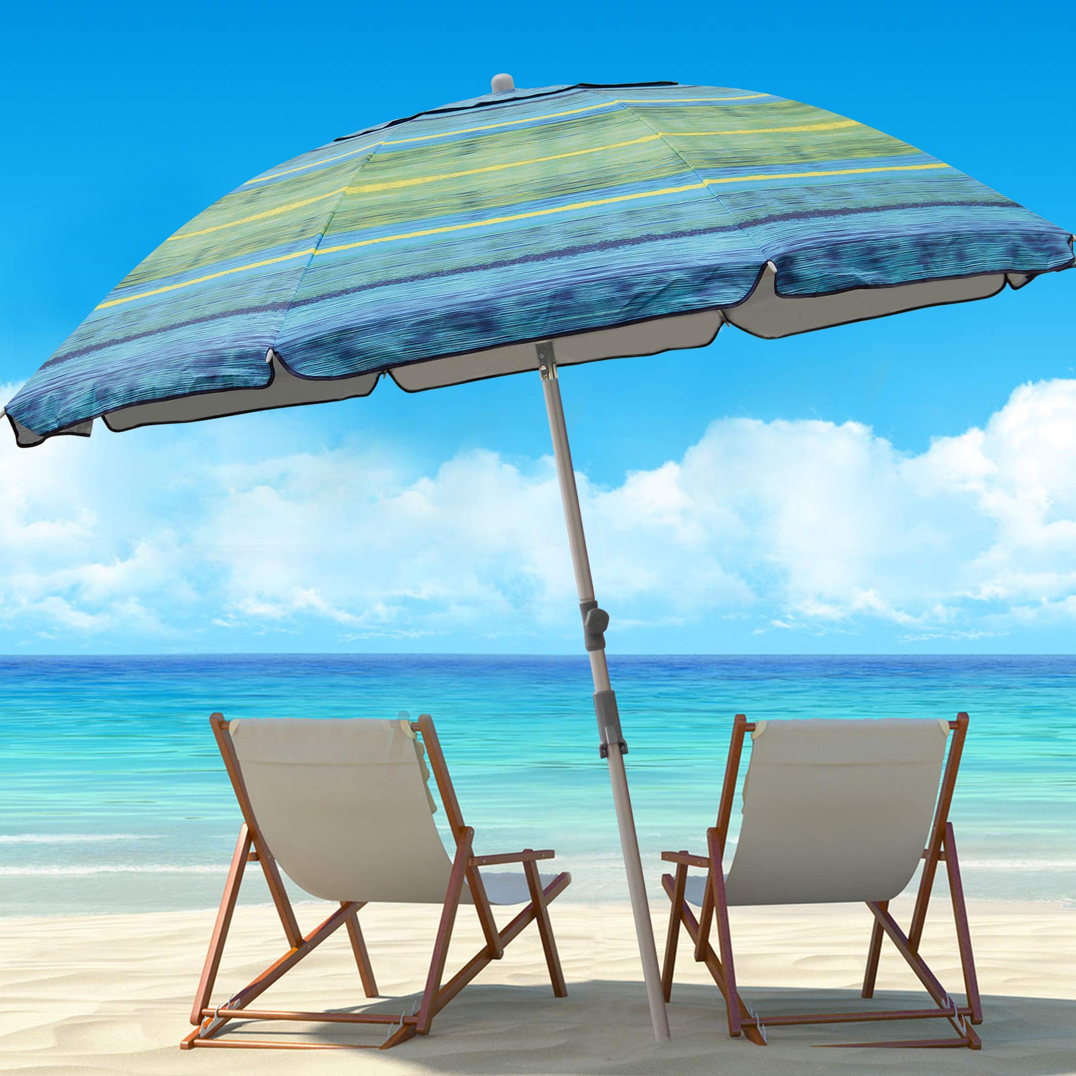 Blissun steel bottom pole and fiberglass ribs resist gusts