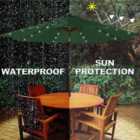 Blissun breathable fabric blocks UV rays and repels water for year-round outdoor use.