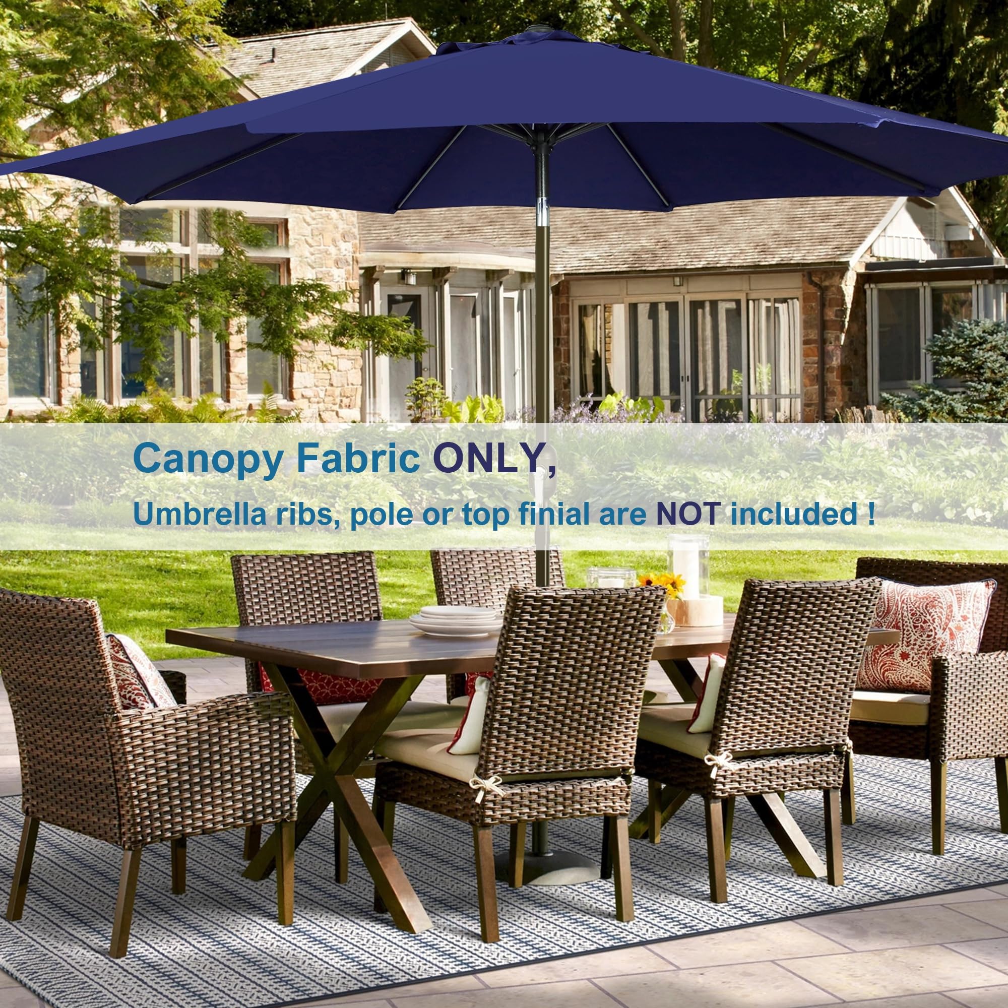 Canopy-only image illustrating replacement option without ribs or pole.