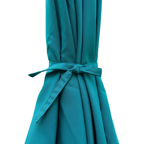 Blissun cerulean 7.5 ft umbrella in a cafe setting for outdoor seating