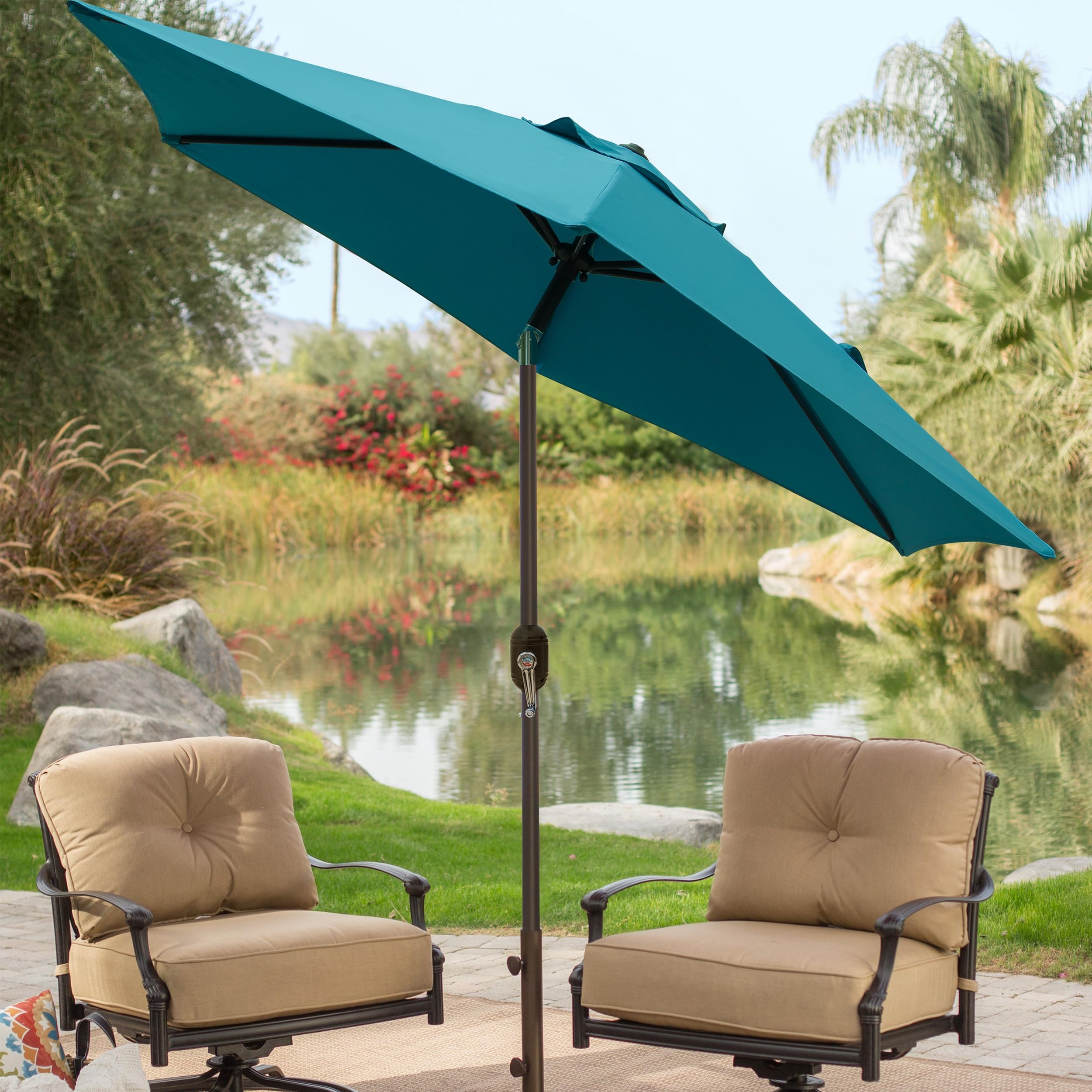 Blissun cerulean 7.5 ft umbrella with sturdy frame and reliable support