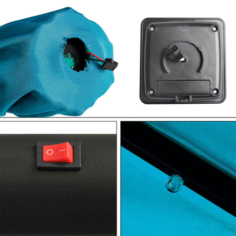 Blissun cerulean umbrella at garden party setting for entertaining.