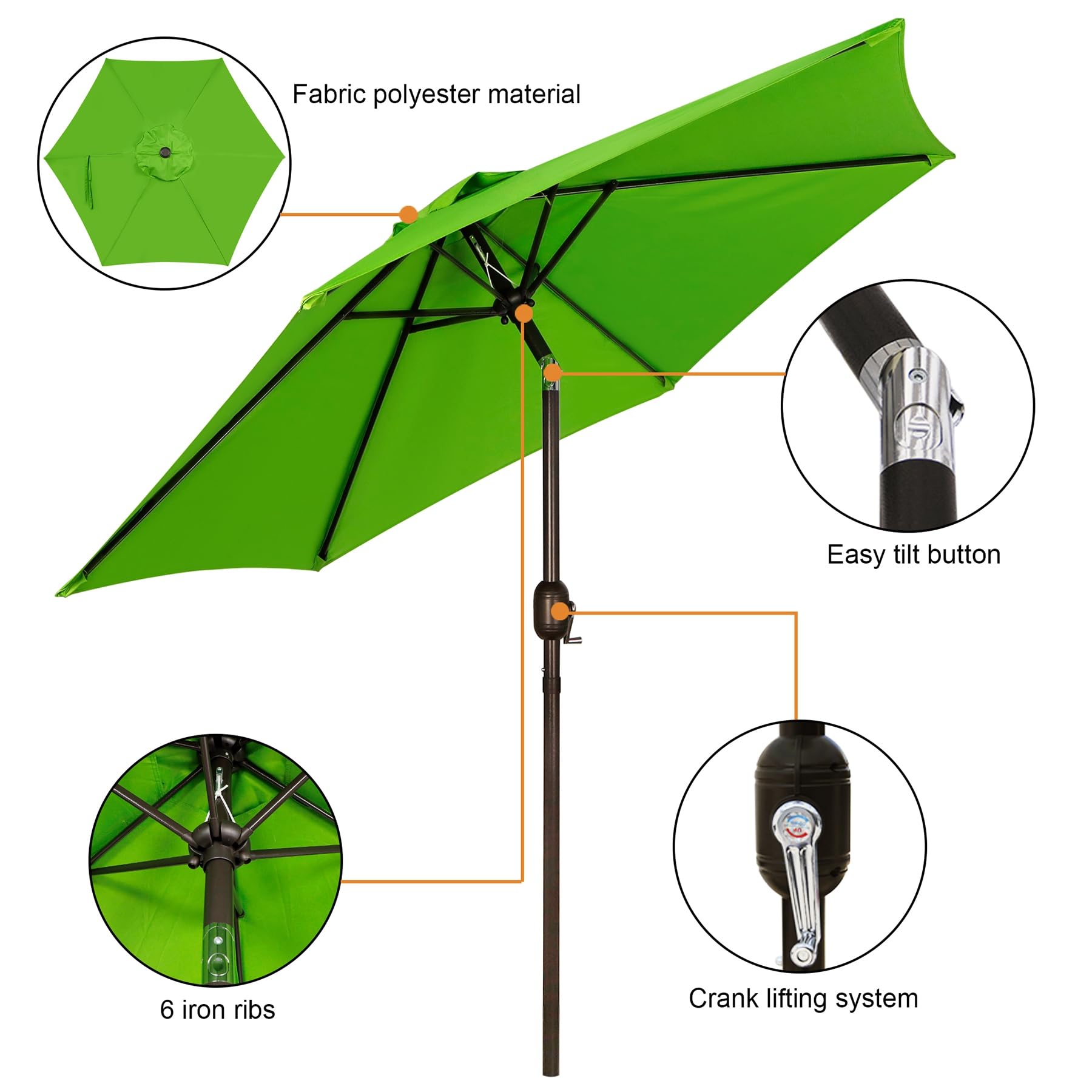 Blissun crank-tilt mechanism enables quick shading adjustments.