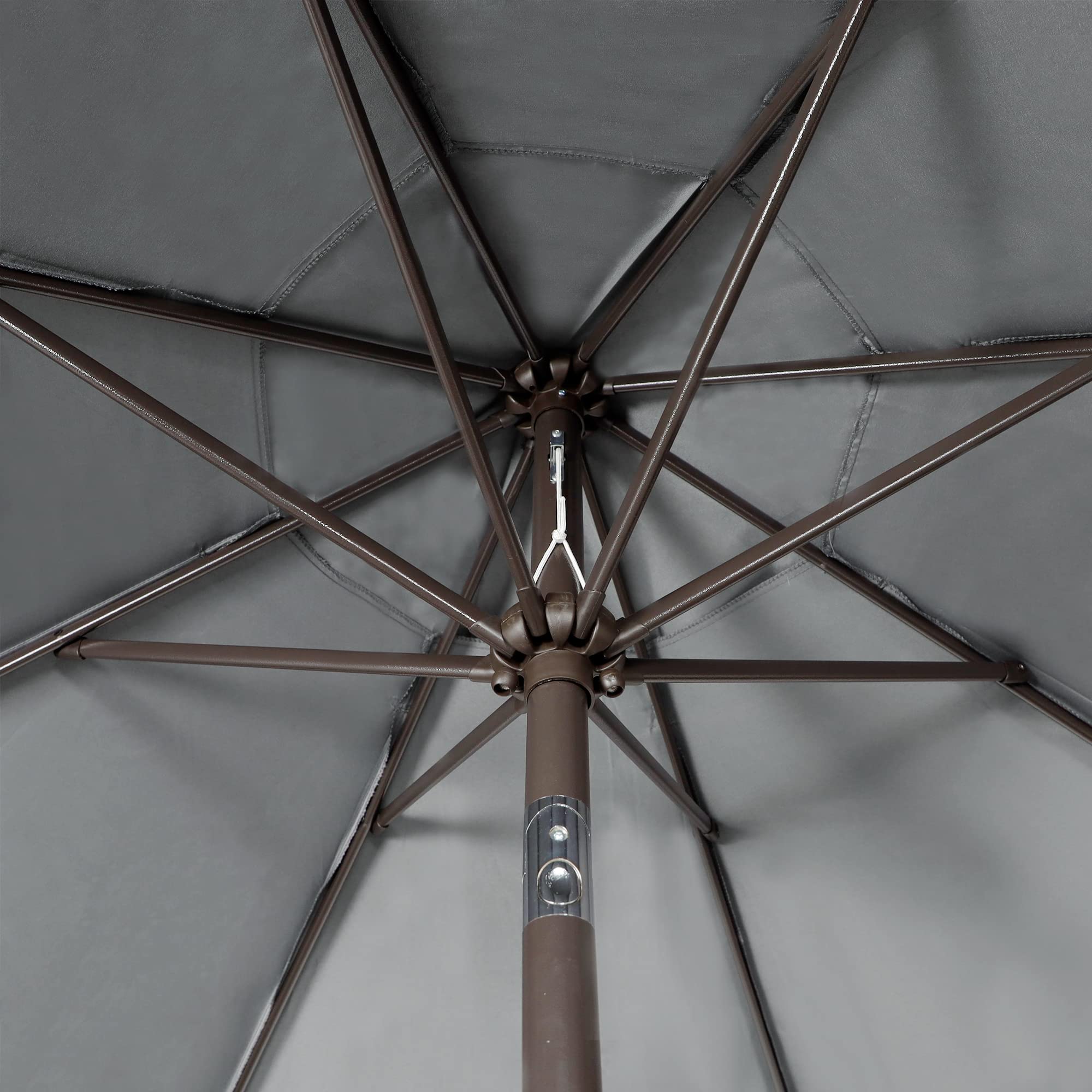 Blissun dark grey fabric umbrella providing UV protection outdoors