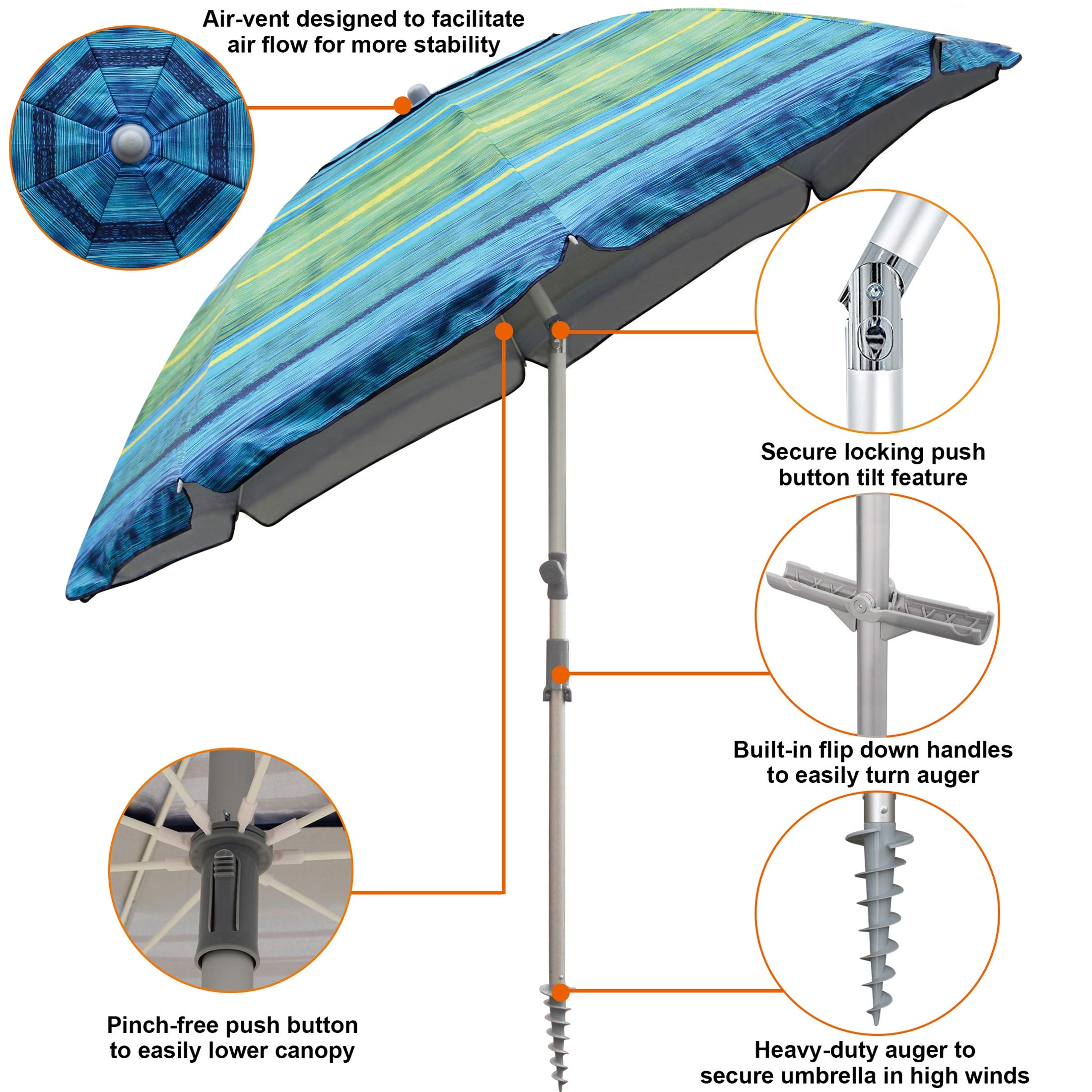 Blissun green umbrella with carry bag for easy transport