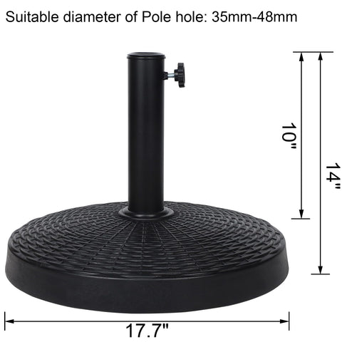 Blissun heavy-duty base side view highlights anchoring strength for windy patios.