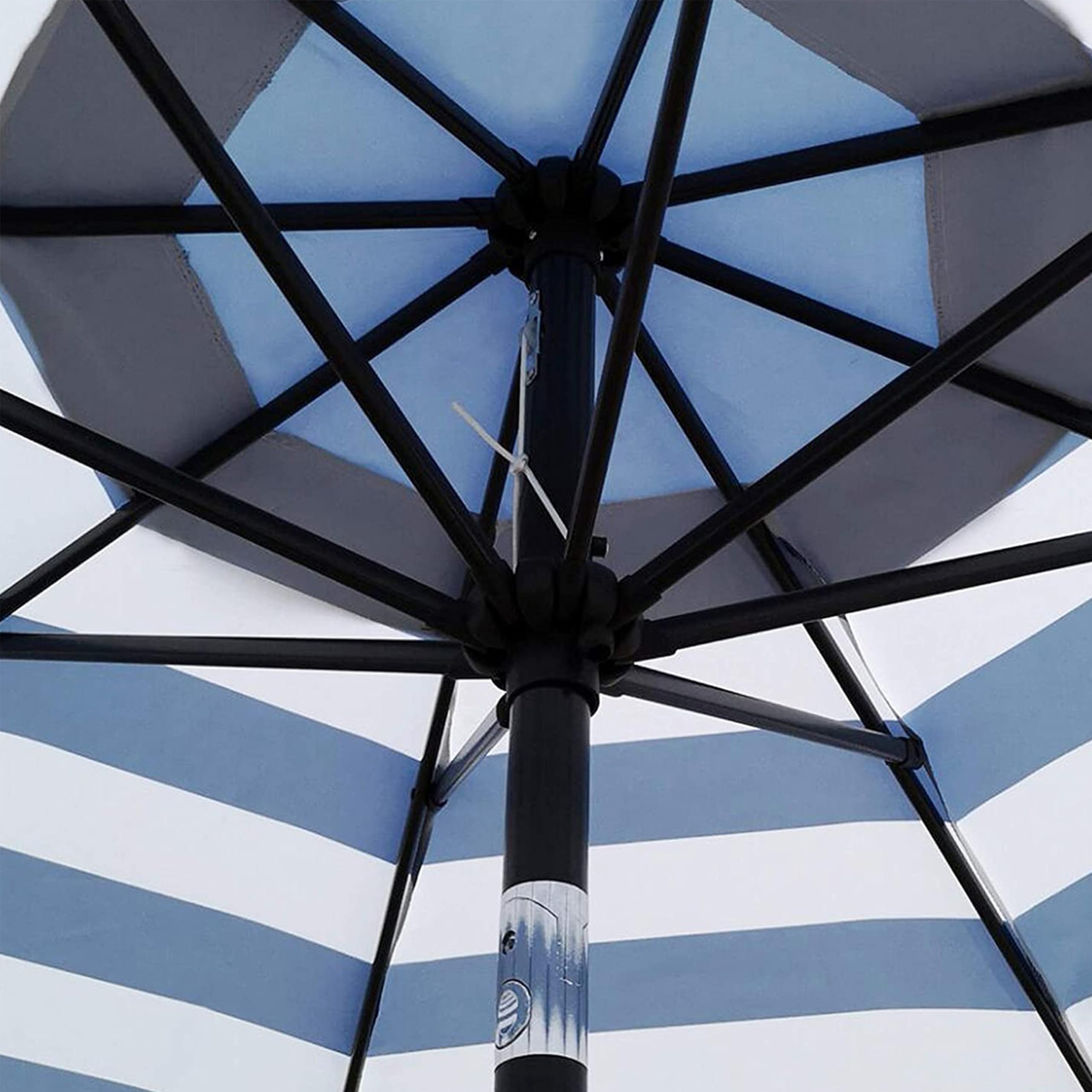 Blissun market umbrella with 8 ribs provides sturdy shelter for cafe or backyard.