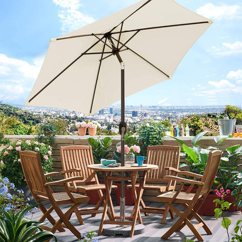 Blissun cream umbrella with UV protection suits sunny garden gatherings.