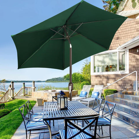 Blissun outdoor umbrella shading a 24-36 inch table with 2-4 chairs.