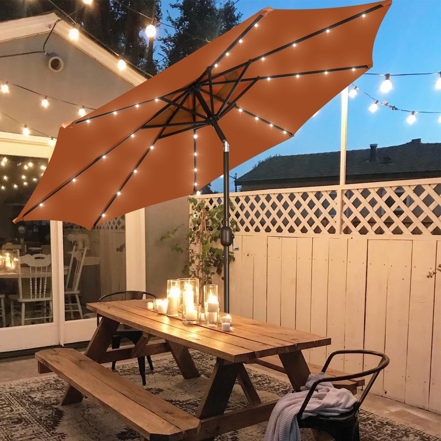 Blissun outdoor entertainment umbrella ideal for garden and deck gatherings