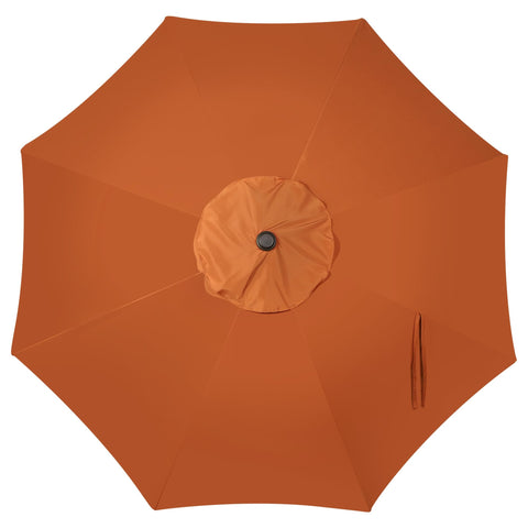 Blissun outdoor umbrella in backyard corner with compact storage.