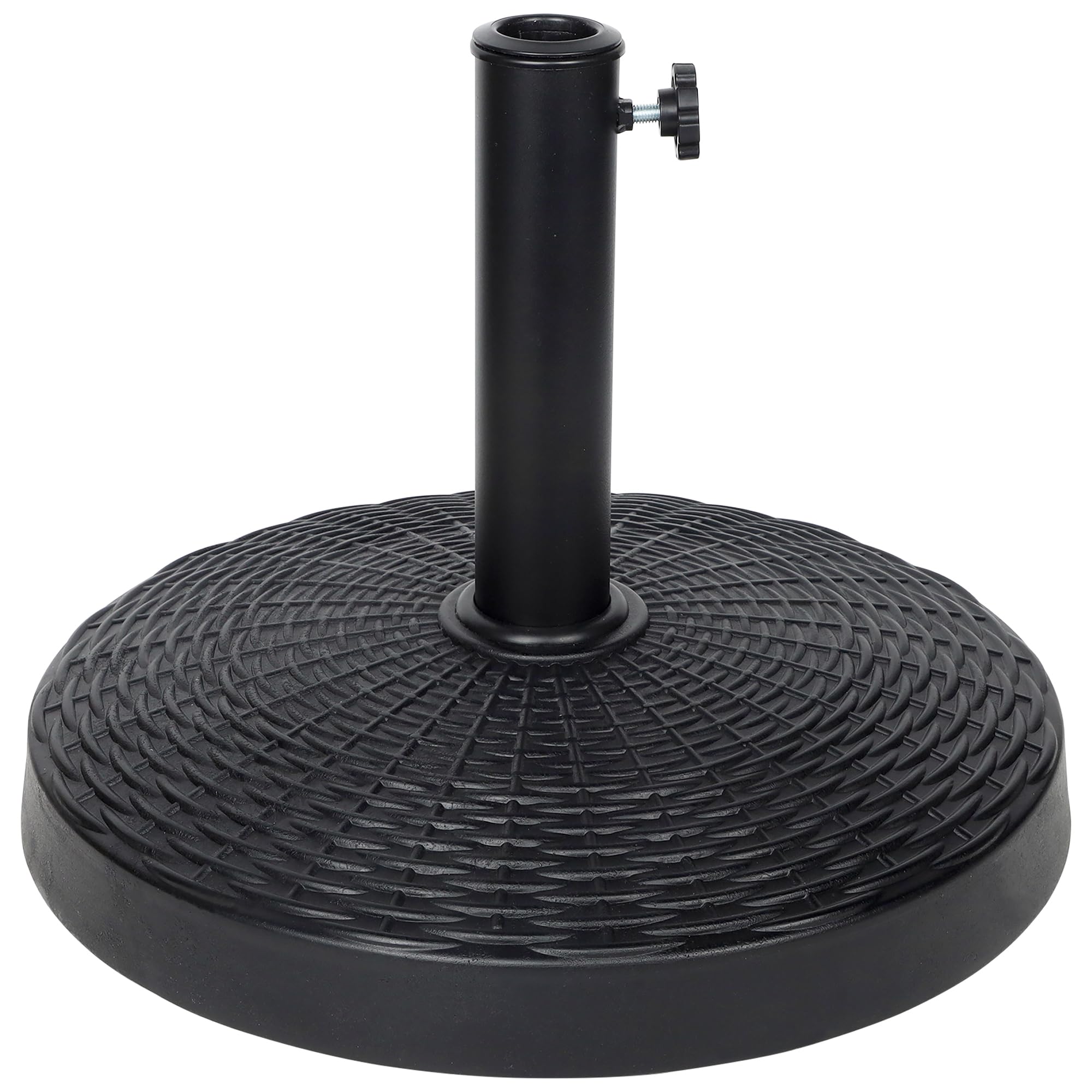 Blissun patio umbrella base stand top view demonstrates sturdy resin construction for durable outdoor use.