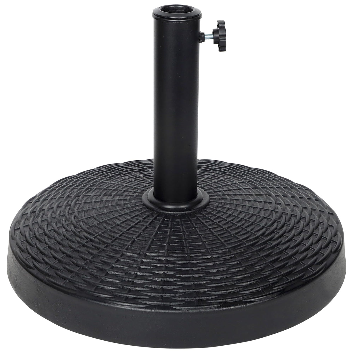 Blissun patio umbrella base stand top view demonstrates sturdy resin construction for durable outdoor use.