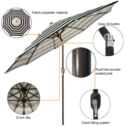 Blissun umbrella crank mechanism in action for quick opening