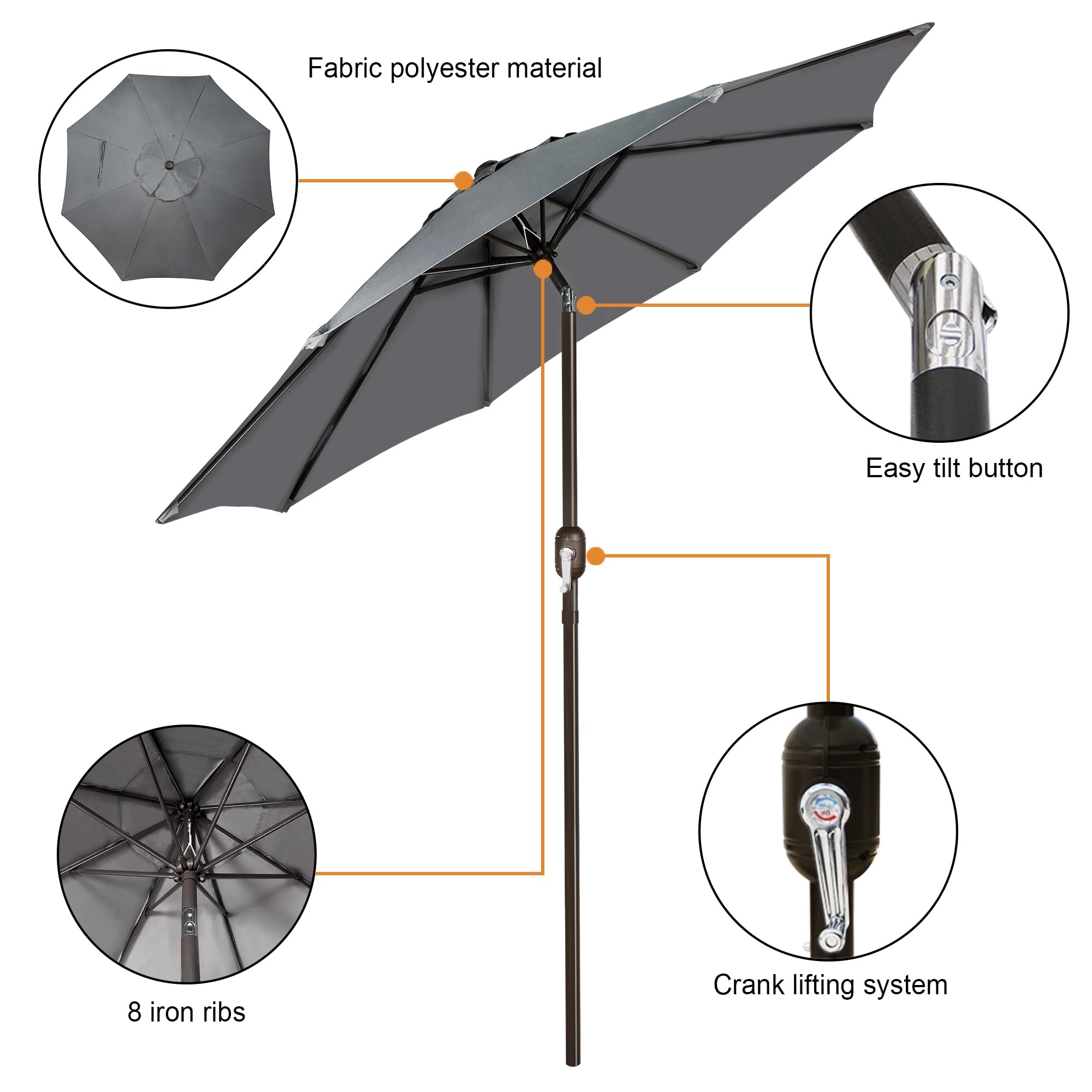 Blissun patio umbrella with push-button tilt for versatile shade angles