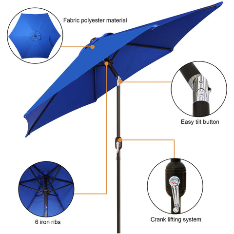 Blissun push-button tilt crank umbrella enables easy shading at adjustable angles.